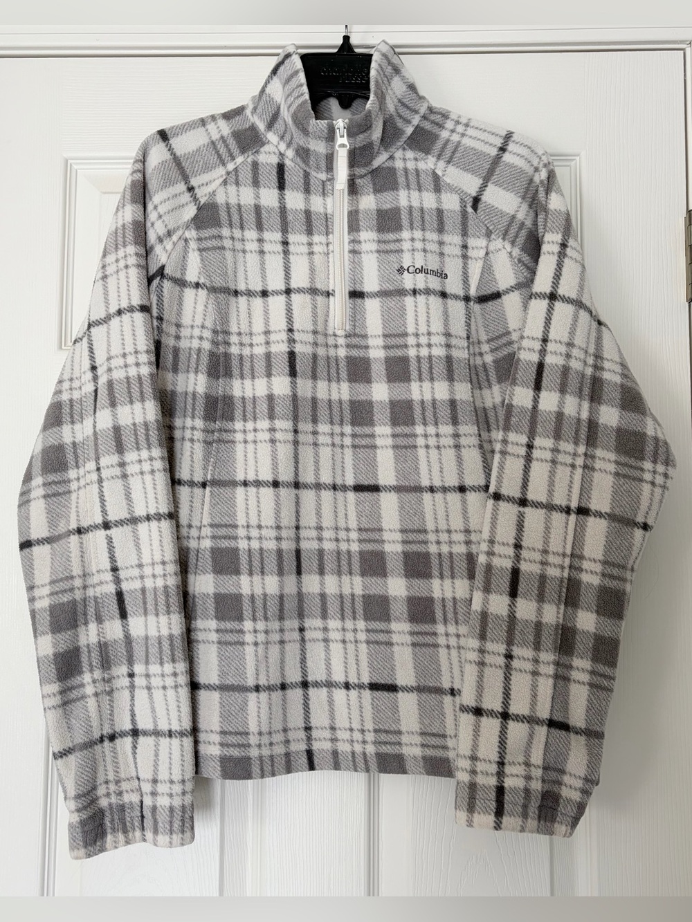 Columbia Grey & White Plaid Half-Zip Fleece Pullover